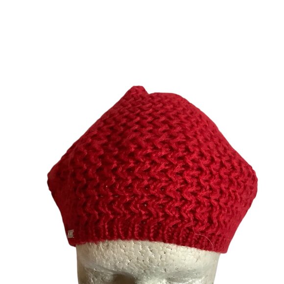 Lauren‎ Ralph Lauren Red Knit Slouchy Beanie Hat Wool Alpaca Mohair Blend OS main image 4